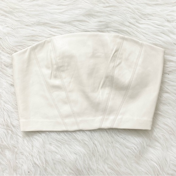 Zara Tops - ZARA Faux Leather Cream Crop Top